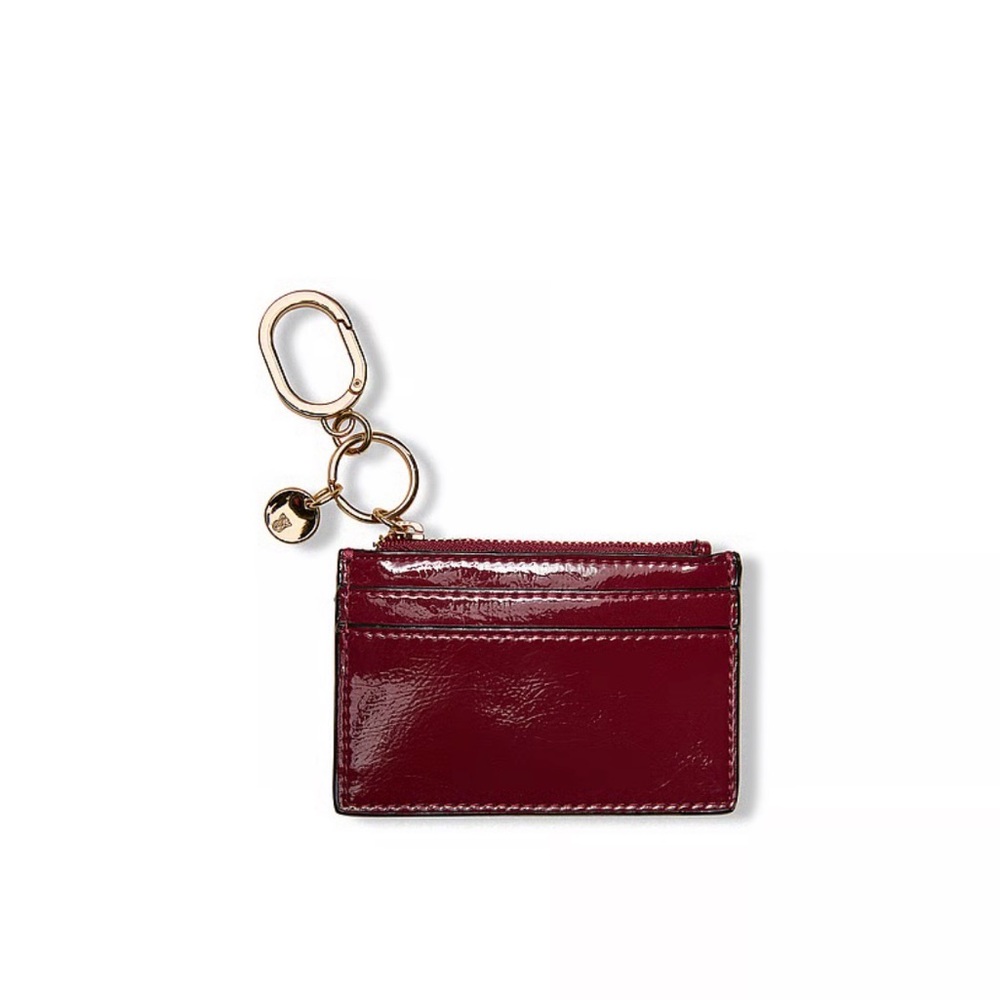 Victoria's Secret Classic Card Case Keychain in Sangria Red